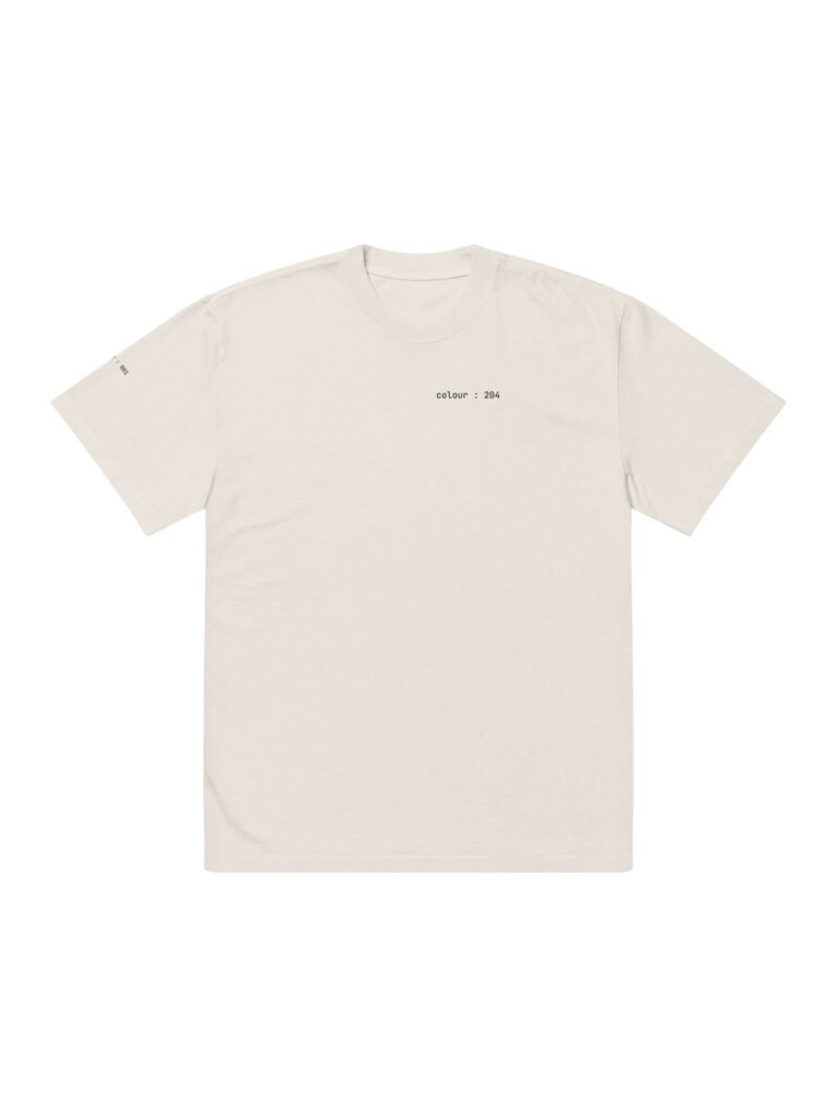 Flat front view of the bone user : null heavyweight tee showing the small colour : 204 chest print