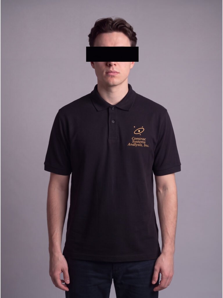 echelon issue polo 000 — worn, front view, chest lockup